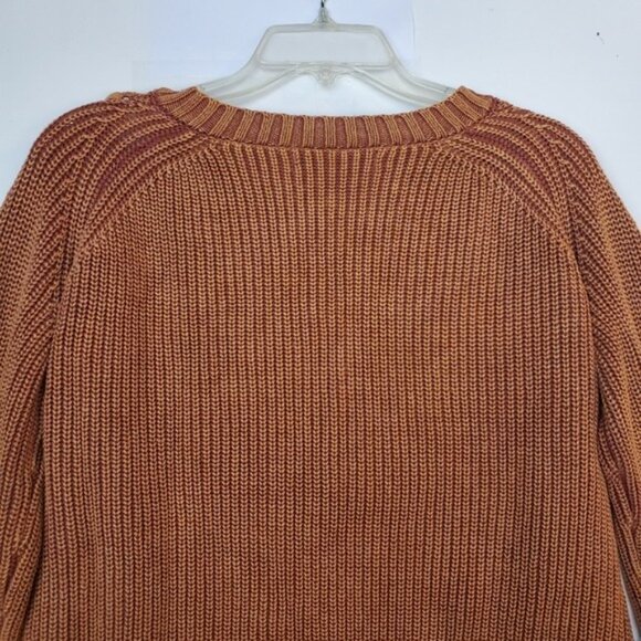 Braided Shoulder Sweater Split Cuff 100% Cotton Rust Brown EUC! Sz M - Picture 11 of 13